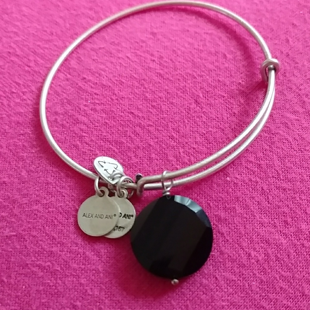 Alex and Ani Bracelet with Large Black Bead Charm